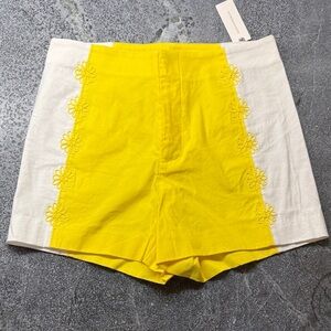 Anthropologie High Waist Yellow and White Shorts